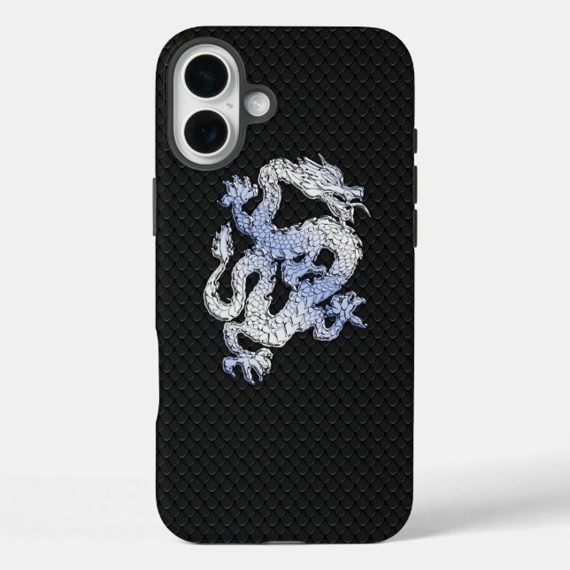 Chrome Style Dragon on Black Snake Skin Print Case-Mate iPhone Case (Back)