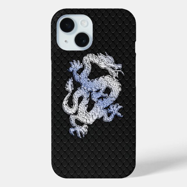 Chrome Style Dragon on Black Snake Skin Print Case-Mate iPhone Case (Back)