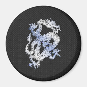 Chrome Style Dragon on Black Snake Skin Print Magnet