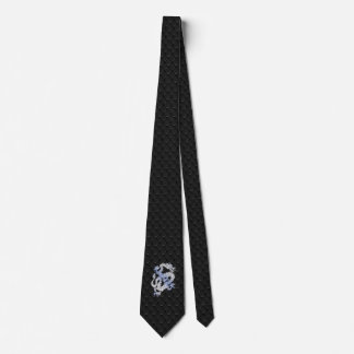 Chrome Style Dragon on Black Snake Skin Print Tie