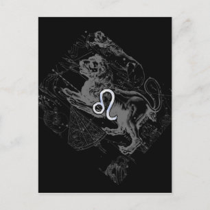 Chrome Style Leo Zodiac Map Hevelius 1690 Postcard