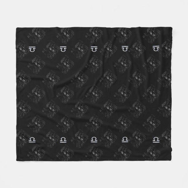Chrome Style Libra Zodiac Sign on Hevelius Fleece Blanket (Front (Horizontal))