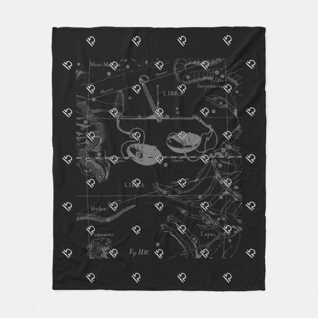 Chrome Style Libra Zodiac Sign on Hevelius Fleece Blanket (Front)