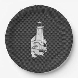 Chrome Style Lighthouse on Carbon Fibre Paper Plate