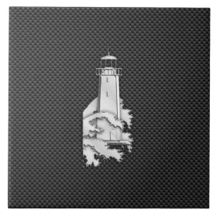 Chrome Style Lighthouse on Carbon Fibre Tile