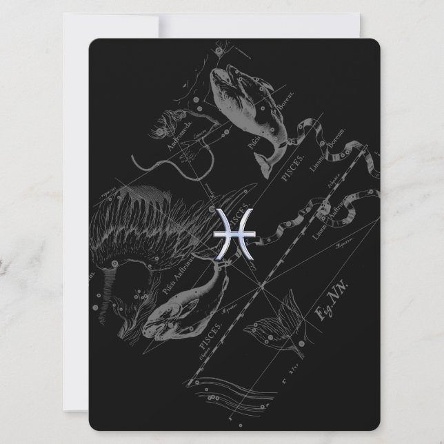 Chrome Style Pisces Zodiac Symbol on Hevelius (Front)