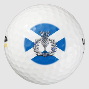Chrome Style Print Scottish Thistle on Flag Golf Balls