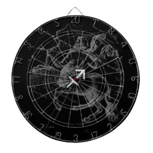 Chrome Style Sagittarius Zodiac Sign on Hevelius Dartboard