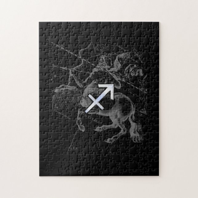 Chrome Style Sagittarius Zodiac Sign on Hevelius Jigsaw Puzzle (Vertical)