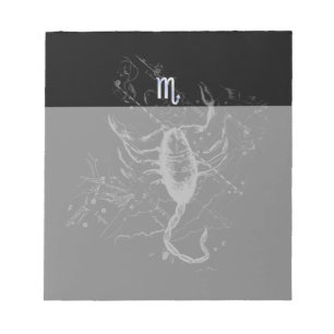 Chrome Style Scorpio Zodiac Symbol on Hevelius Notepad