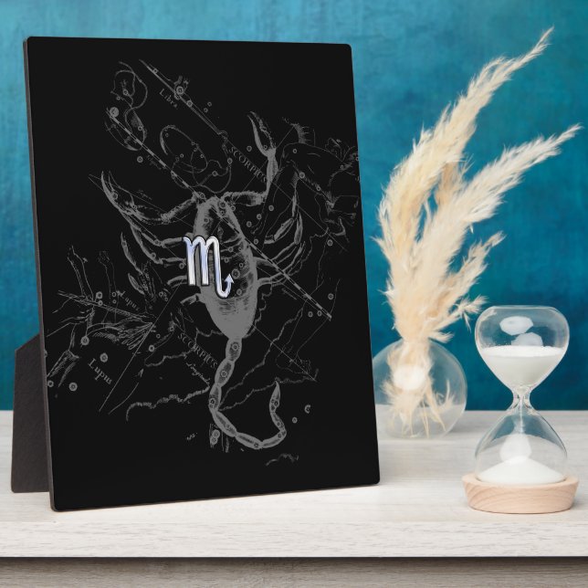 Chrome Style Scorpio Zodiac Symbol on Hevelius Plaque (Side)