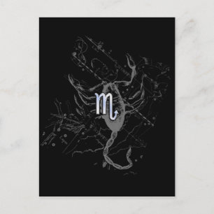 Chrome Style Scorpio Zodiac Symbol on Hevelius Postcard
