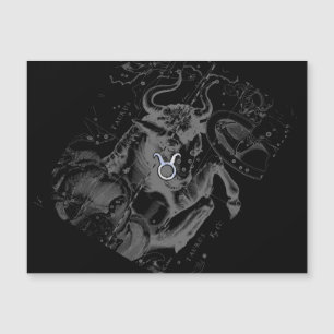 Chrome Style Taurus Zodiac Sign on Hevelius Black