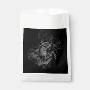 Chrome Style Taurus Zodiac Sign on Hevelius Black Favour Bag