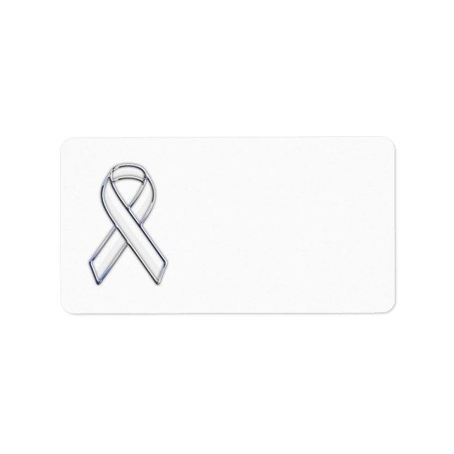 Chrome Style White Ribbon Awareness Label (Front)