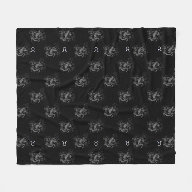 Chrome Taurus Zodiac Sign on Hevelius Style Fleece Blanket (Front (Horizontal))