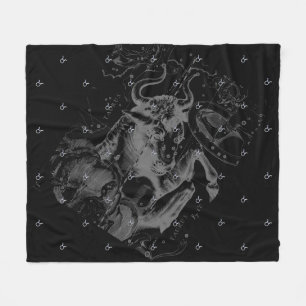 Chrome Taurus Zodiac Sign on Hevelius Style Fleece Blanket