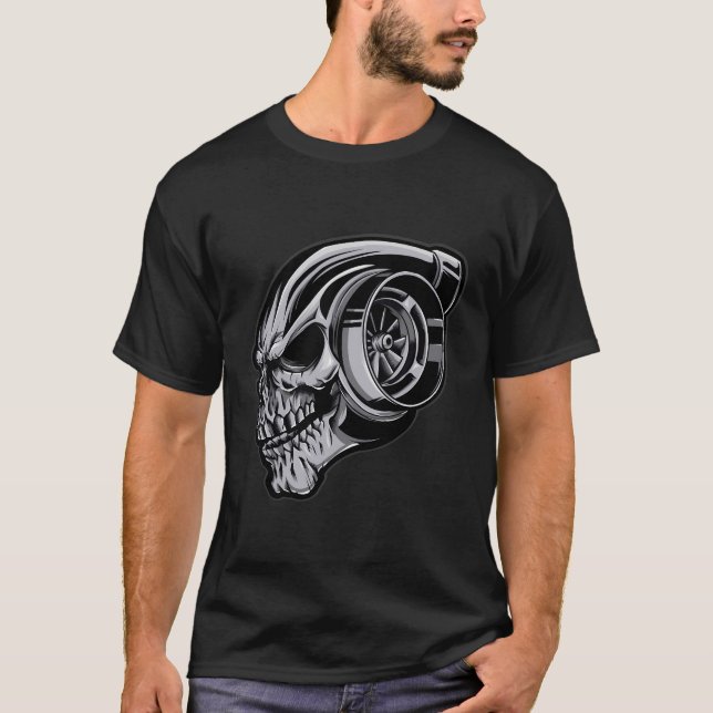 Chrome Turbocharger Skull Shirt Long Sleeve (Front)