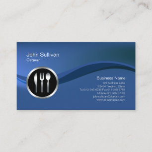 Chrome Utensil Icon Caterer Business Card