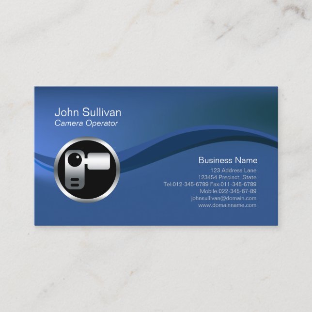 Chrome Video Camera Icon Videographer BusinessCard Business Card (Front)