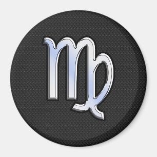 Chrome Virgo Zodiac Sign on snake skin style Magnet