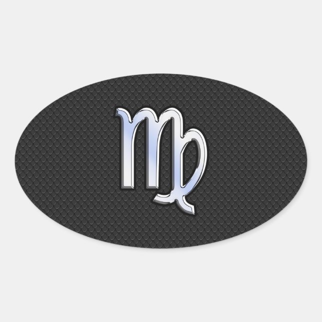 Chrome Virgo Zodiac Sign on snake skin style Oval Sticker (Front)