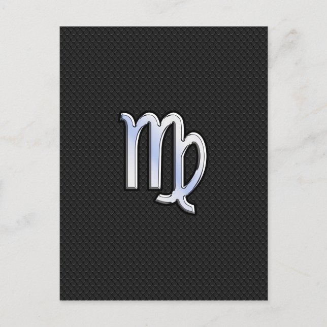 Chrome Virgo Zodiac Sign on snake skin style Postcard (Front)