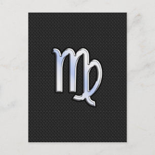 Chrome Virgo Zodiac Sign on snake skin style Postcard