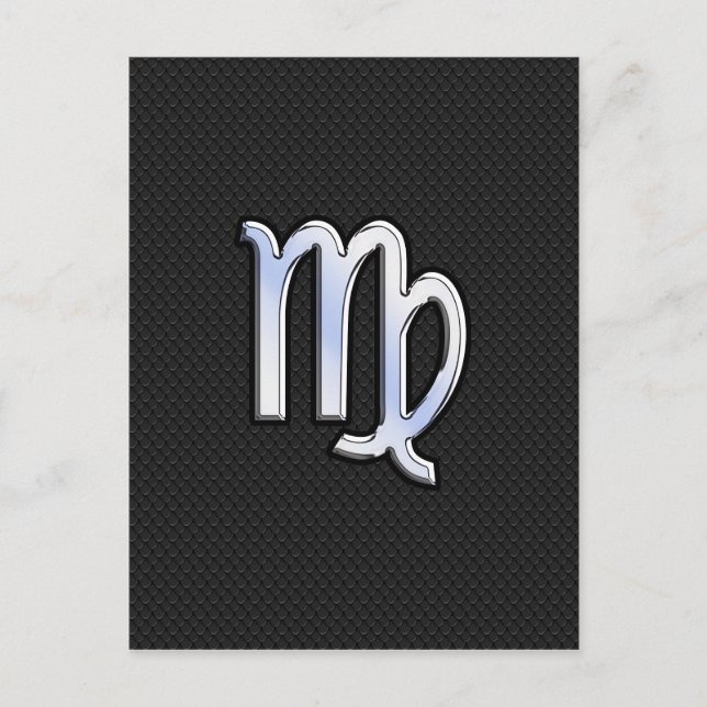 Chrome Virgo Zodiac Sign on snake skin style Postcard (Front)