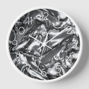 Chrome Wavy Metallic Look Clock