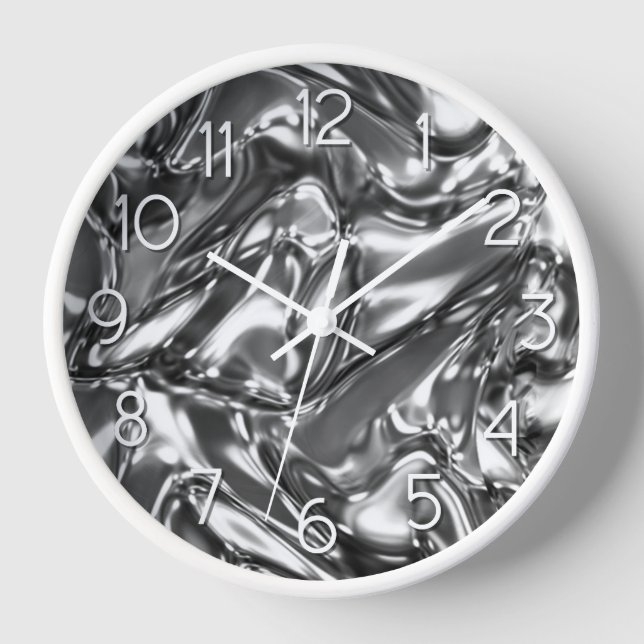 Chrome Wavy Metallic Look Clock (Front)