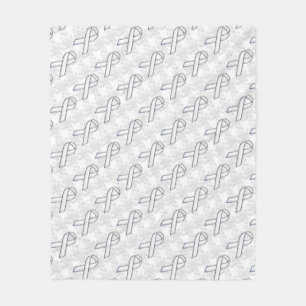 Chrome White Ribbon Awareness on Houndstooth Style Fleece Blanket