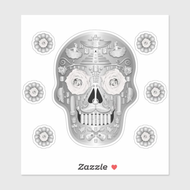 Chrome (White Rose) Calavera Sticker (Sheet)