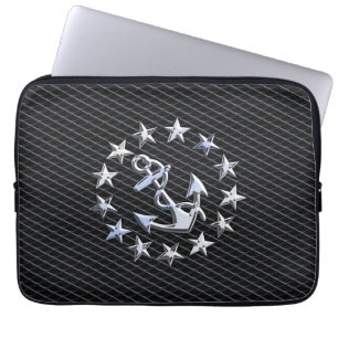 Chrome Yacht Naval Flag on Automotive Grille Print Laptop Sleeve