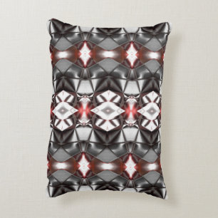 Chromed black grey to ruby rapport, virtual shapes decorative cushion