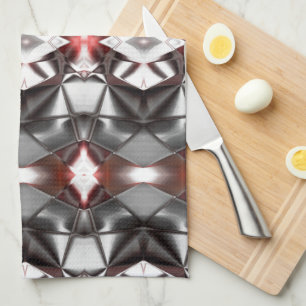 Chromed black grey to ruby rapport, virtual shapes tea towel