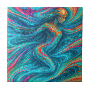 “Chromisca” - Fluid Enchantress Portrait Ceramic Tile
