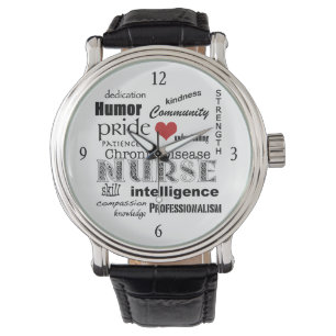 Chronic Disease Nurse-Word Cloud+Red Heart Watch
