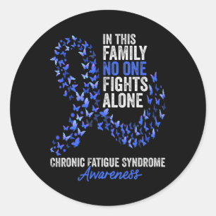 Chronic Fatigue Syndrome Awareness Month Blue Ribb Classic Round Sticker