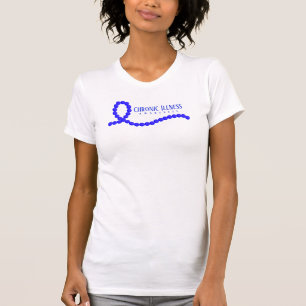 Chronic Illness Awareness Blue Ribbon Beads T-Shirt