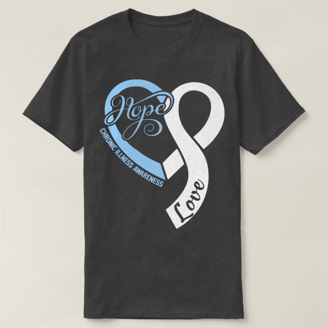 Chronic Illness Awareness Hople Love Heart Ribbon  T-Shirt (Design Front)