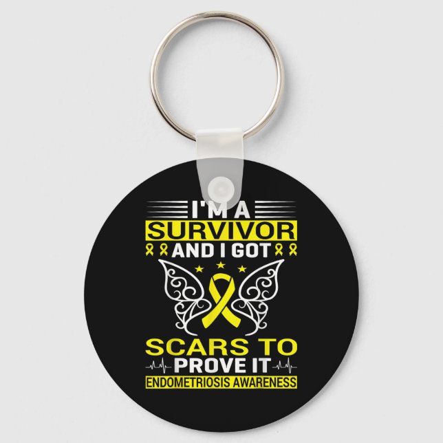 Chronic Illness Endo Warrior Endometriosis Awarene Key Ring (Front)