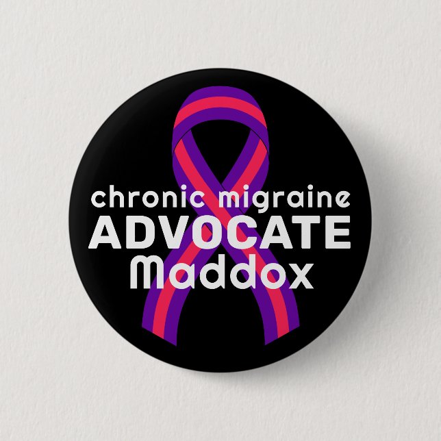 Chronic Migraine Advocate Black Button (Front)