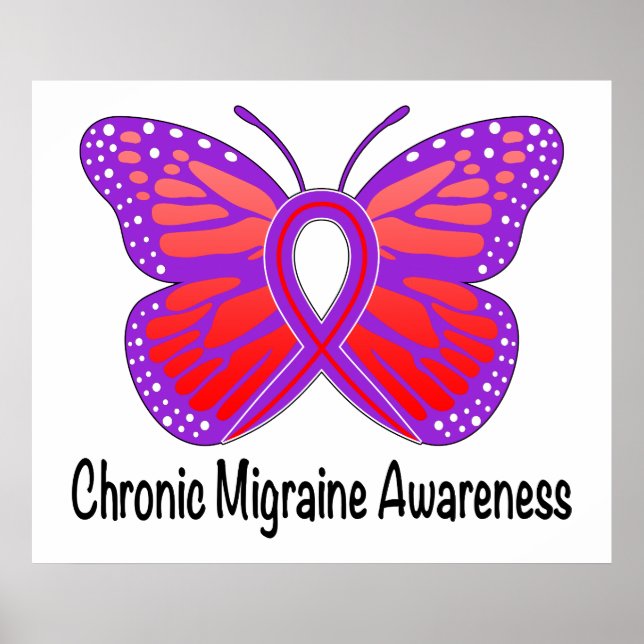 Chronic Migraine Awareness Butterfly Poster (Front)