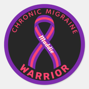 Chronic Migraine Warrior Black Round Sticker