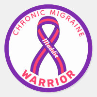 Chronic Migraine Warrior White Round Sticker