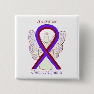 Chronic Migraines Awareness Ribbon Angel Buttons