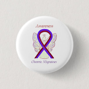 Chronic Migraines Awareness Ribbon Angel Buttons