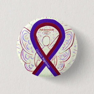 Chronic Migraines Awareness Ribbon Angel Buttons