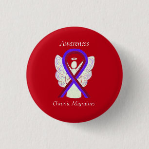 Chronic Migraines Awareness Ribbon Angel Buttons